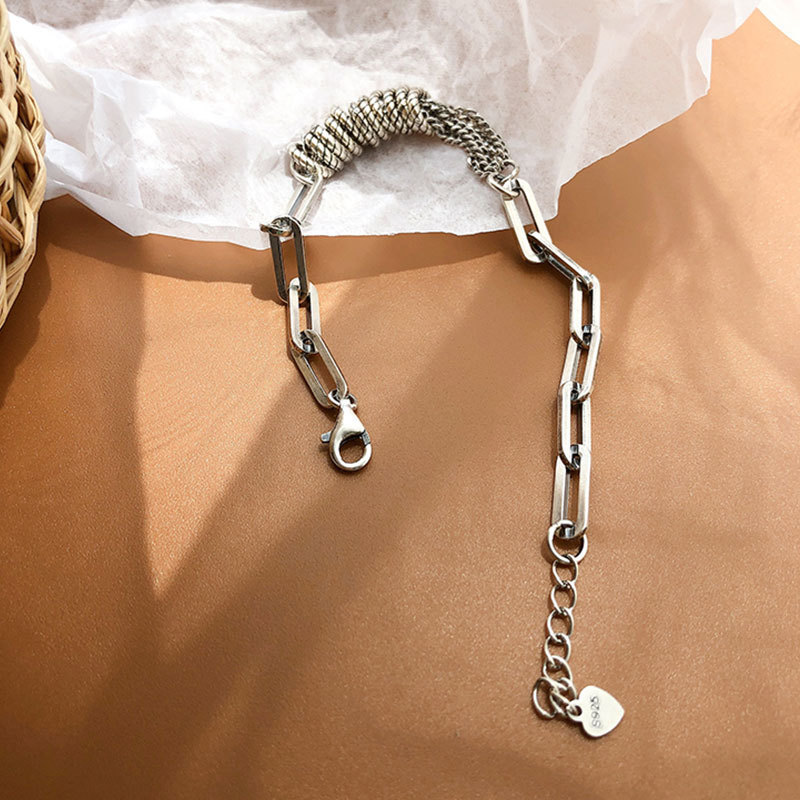Retro heart circle stitching bracelet female niche design braided chain heartshaped braceletpicture5