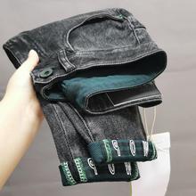 网红同款韩版潮男显瘦牛仔裤社会人精神小伙黑灰色个性百搭休闲裤