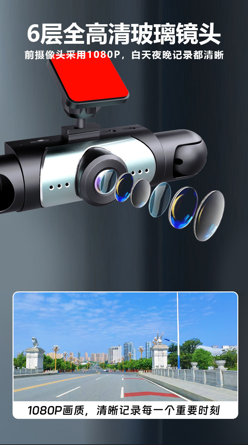 Cross-Border New Product Y108 Driving Recorder with 4 Lenses, High-Definition Night Vision, 4-Lens Simultaneous Display, In-Car Camera with Loop Recording