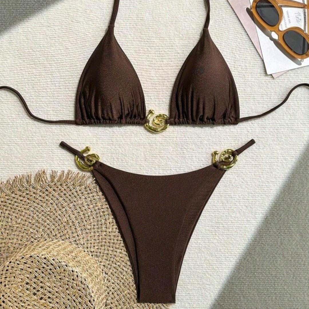 25 new European and American foreign trade cross-border ladies sexy split swimsuit solid color bikini factory direct wholesale swimwear