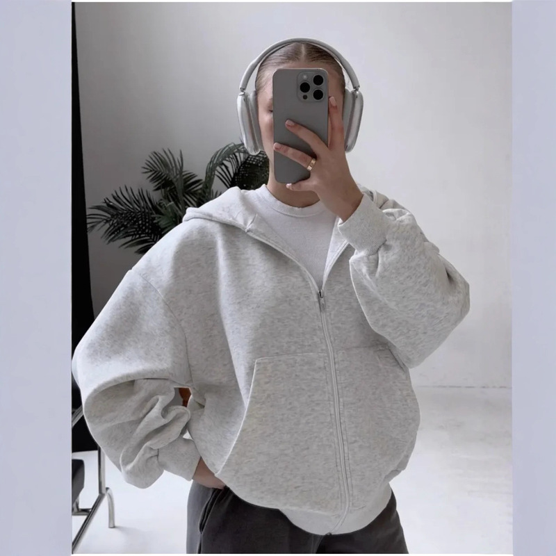 Zipper Cardigan Hooded Sweatshirt for Men and Women Spring and Autum 2025 New Loose Velvet Thickeneded American Retro Jacket Zipper Cardigan Hooded Sweatshirt for Men and Women Spring and Autum 2025 New Loose Velvet Thickeneded American Retro Jacket