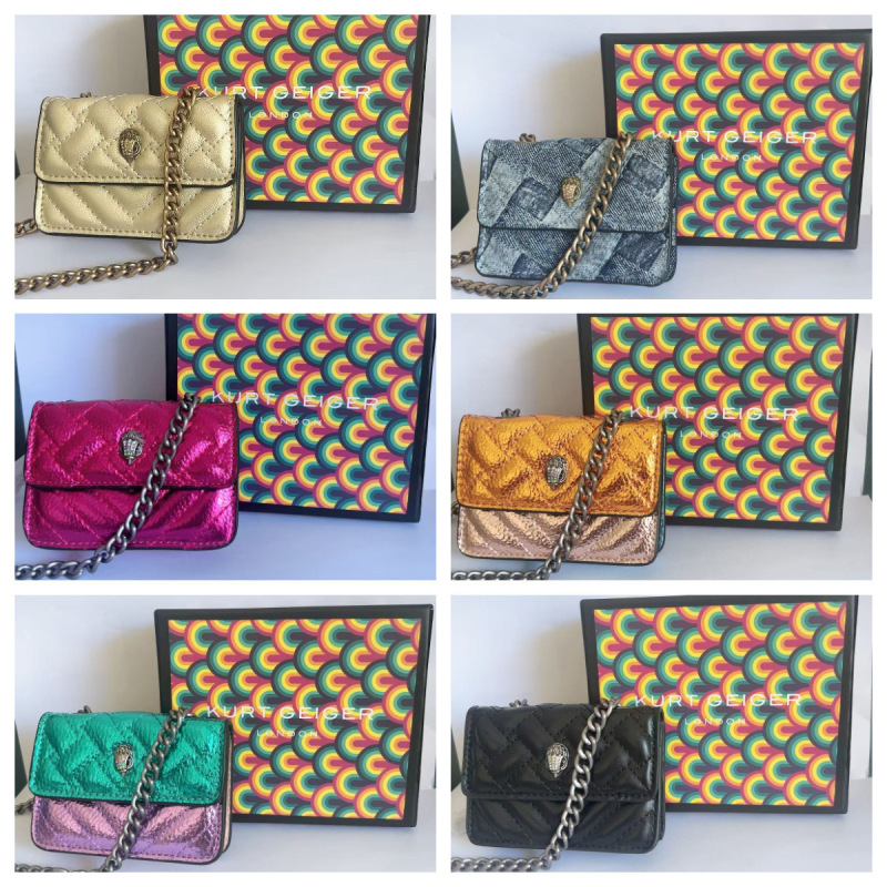 In-Stock Kurt Eagle Head Mini Bag Geiger Embroidery Thread Colorful Glossy Card Bag Single Shoulder Crossbody Chain Bag