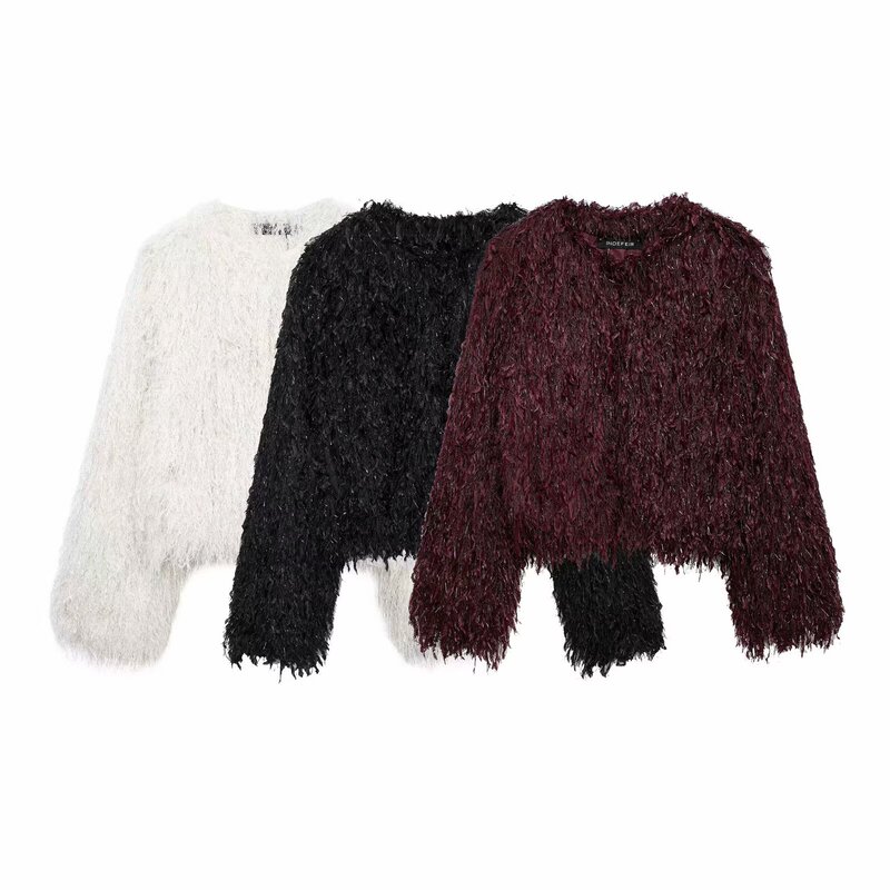 AliExpress Cross-border 2024 Autumn and Winter ZA Advanced Sense Temperament Faux Fur Effect Mao Mao Jacket Coat 855196