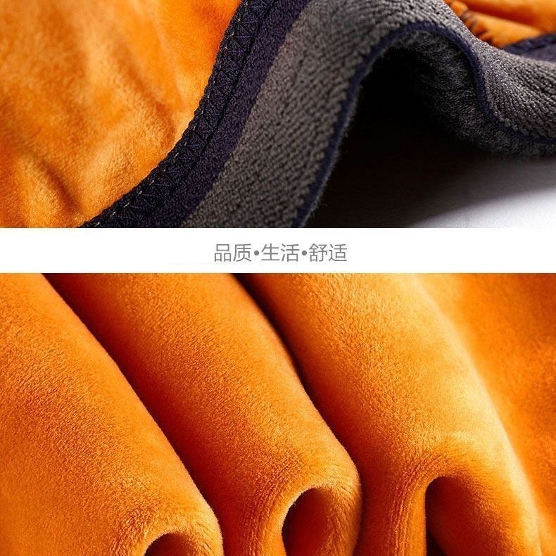 Hombres de oro de terciopelo calentamiento ropa interior hombre espeso terciopelo de edad media y vieja cuello redondo abrigo de invierno pantalones de invierno