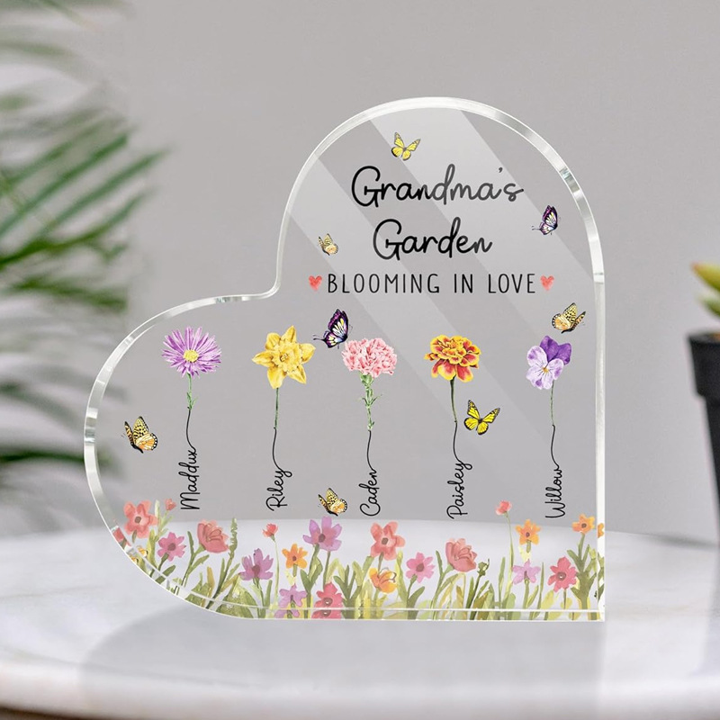 跨境亚克力桌面摆件定制亚马逊母亲节父亲节礼品心形工艺品装饰