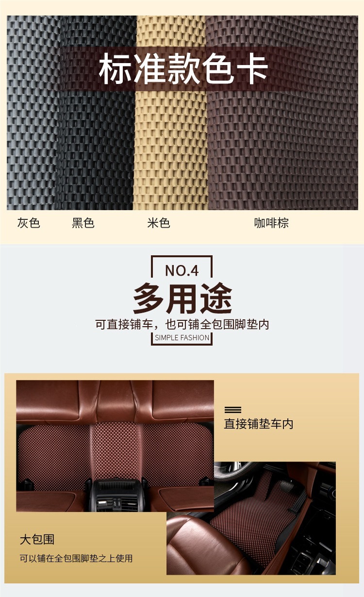 Eco-friendly, odorless TPE rubber latex waterproof and non-slip foot mats for electric vehicles, cars, driver and passenger seats, rear seats, SUVs, and off-road vehicles