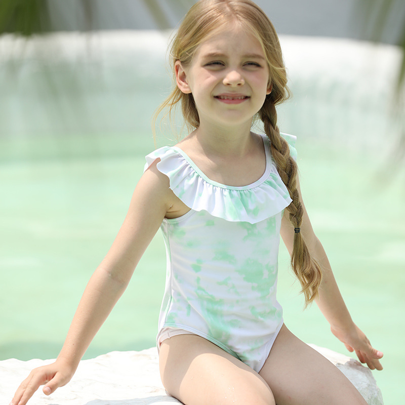 Wholesale 2-5Y Sleeveless One Piece Swimsuit Ruffle Tri