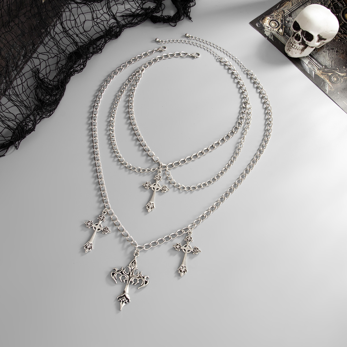 54g Weight Iron Pendant Material Layered Necklaces Classification Iron Chain Material 1 Piece Quantity Weekend Occasion Iron, Zinc alloy Material Cross Pattern Women's Gender Simple Style, Classic Style Style Dark Punk Cross Pendant Necklace Set For Women Exaggerated Stacking Cool Sweet Clavicle Chain Jewelry Geometric Pattern Alloy Zinc 26