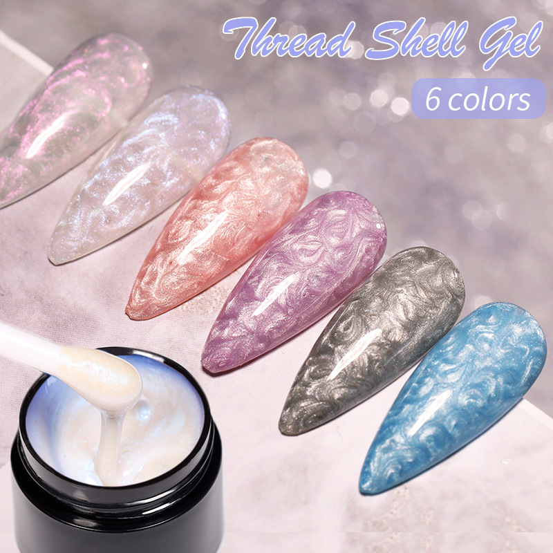 LILYCUTE Cross-border New Nail Art Pearl Shell Thread Glue Popular Fine Flash Pearlescent Nail Polish Glue