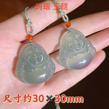 亚马逊天然满色油清佛公吊坠玛瑙弥勒佛挂件大肚佛锁骨链女款古风