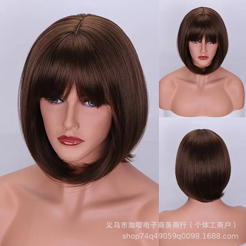 欧美假发短直发，空气刘海，纯色角色扮演假发热销假发，厂家批发|undefined