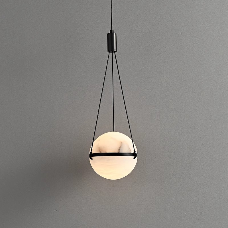 High-end all-copper Spanish marble pendant light for bedside, bedroom, bar, living room, and sofa lighting.