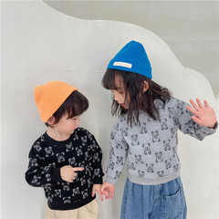 Children's bear terry pullover sweatshirt spring and autumn new girls round neck long-sleeved bottoming shirt boy baby T-shirt children's clothing