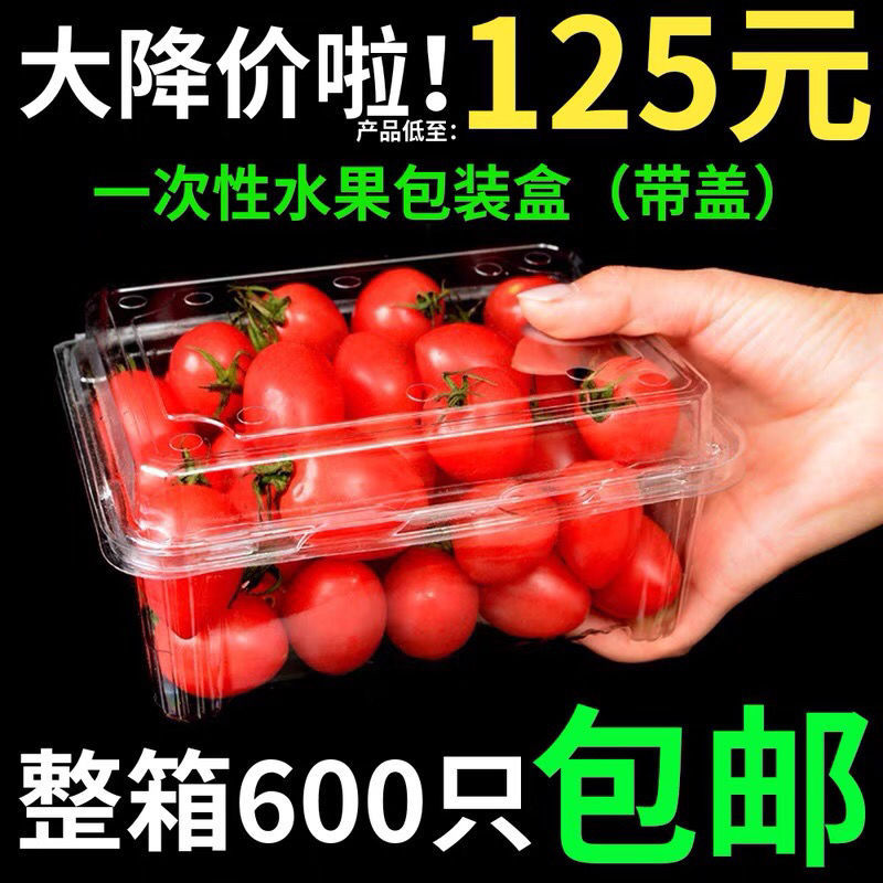 一次性水果包装盒塑料水果盒一斤装两斤装500草莓包装盒|ms