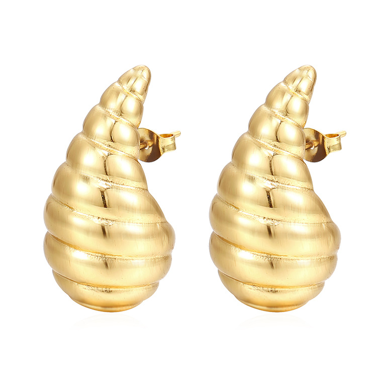 Pernos de acero inoxidable helicoidal goteo de agua de alta calidad 18K pernos de moda personales joyerías al por mayor