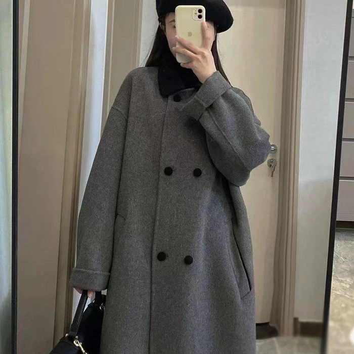 Двустороннее кашемировое пальто женская осень-зима