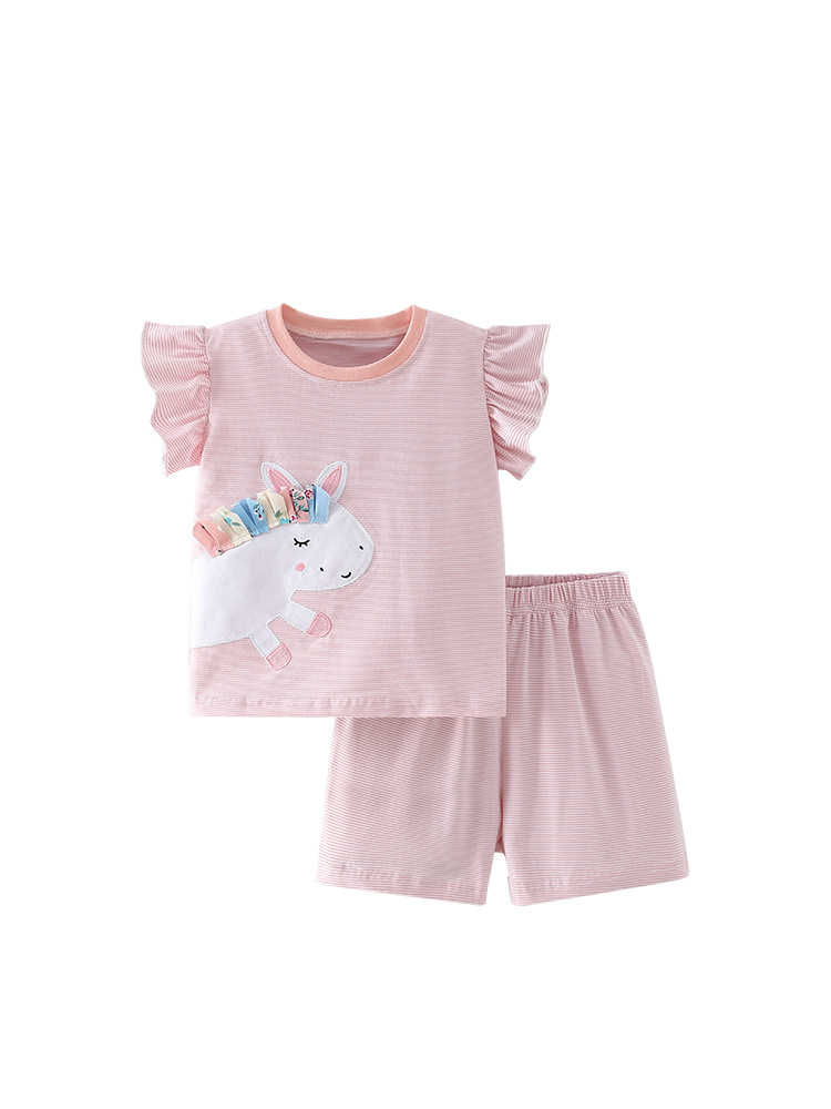 Trajes de niñas malwee transfronterizos de verano nuevos niños europeos y estadounidenses de manga corta lindos juegos de dos piezas casuales para niñas