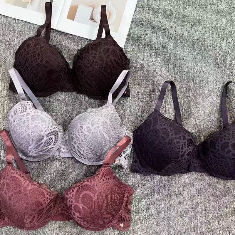 European and American Single-Stock Lace Crochet Sexy Knit Push-Up Bra with Underwire for Women Plus Size