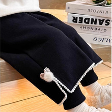 儿童秋冬加绒加厚双层保暖新款韩版休闲时尚假两件裤子女童裤子