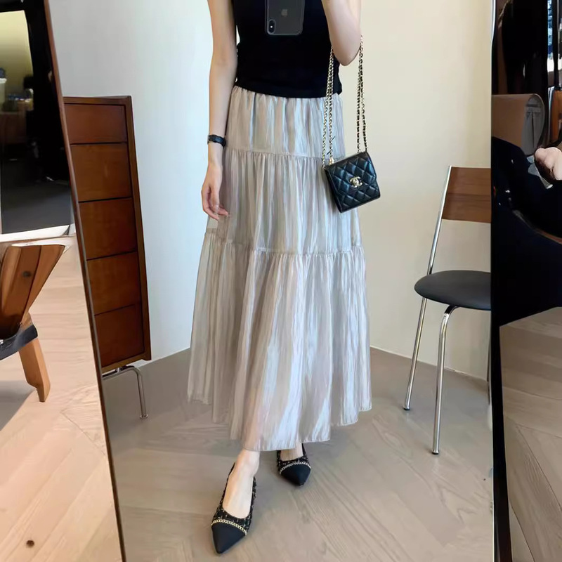 Spring Is Not Too Late, Fairy-Like, Slightly Wrinkled Texture, Light and Soft A-Line Skirt, Mid-Length Skirt, Cake Skirt, Autum 24