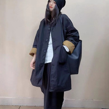 中长款棉衣 2025冬季新款 文艺复古大码保暖夹棉风衣外套女棉服潮