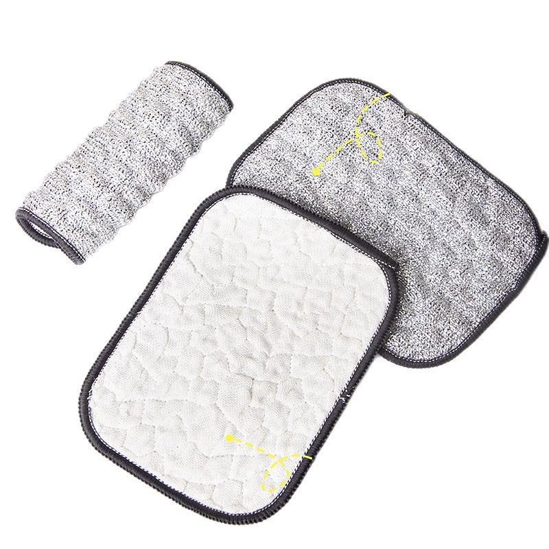 Silver cotton gauze dishcloth, dishwashing pot artifact, double-layer thickened non-stick oil dishcloth, scouring pad, absorbent rag