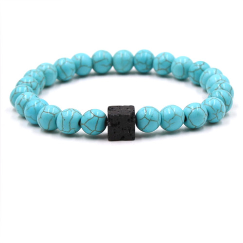 跨境饰品手链批发 天然石白松石虎眼石男女款弹力手串