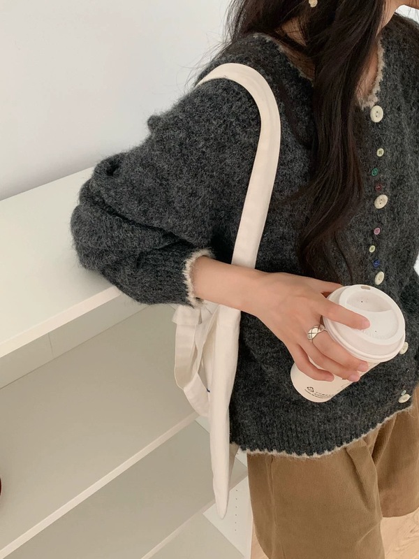 2025新款韩系复古撞色温柔风宽松软糯毛衣外套女针织开衫百搭上衣|undefined