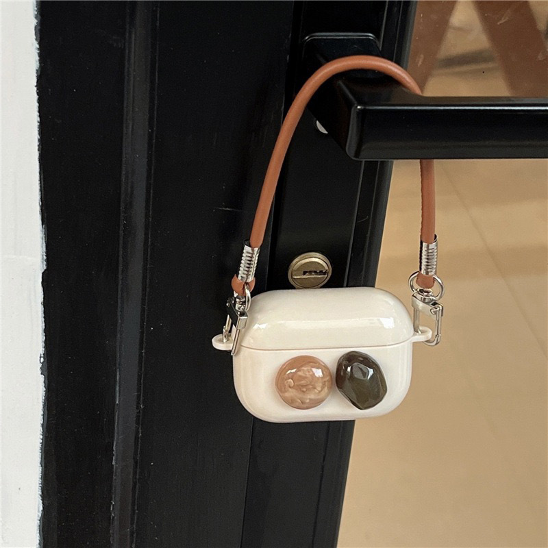 AirPods 1/2/3 Generation Bluetooth Earphone Case, AirPods Pro Protective Case with Lightweight Luxury Style Instagram-Style Gemstone Lanyard