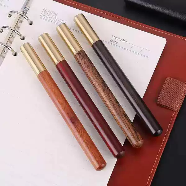 Wooden ballpoint pen Ebony Rosewood neutral sign pen brass solid wood factory direct sale