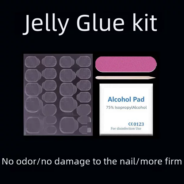 Nail art kit 4-piece set 24-piece jelly gum rubbing alcohol cotton small wooden stick wearing nail in stock batch