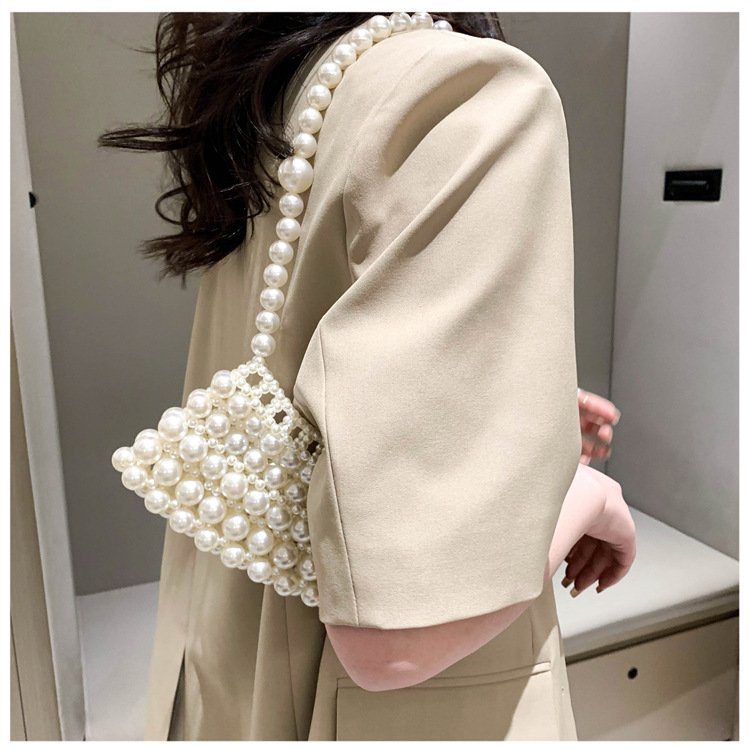 Mujeres Todas Las Temporadas Perla Artificial Color Sólido Elegante Oval Abierto Bolsa Para Las Axilas display picture 17