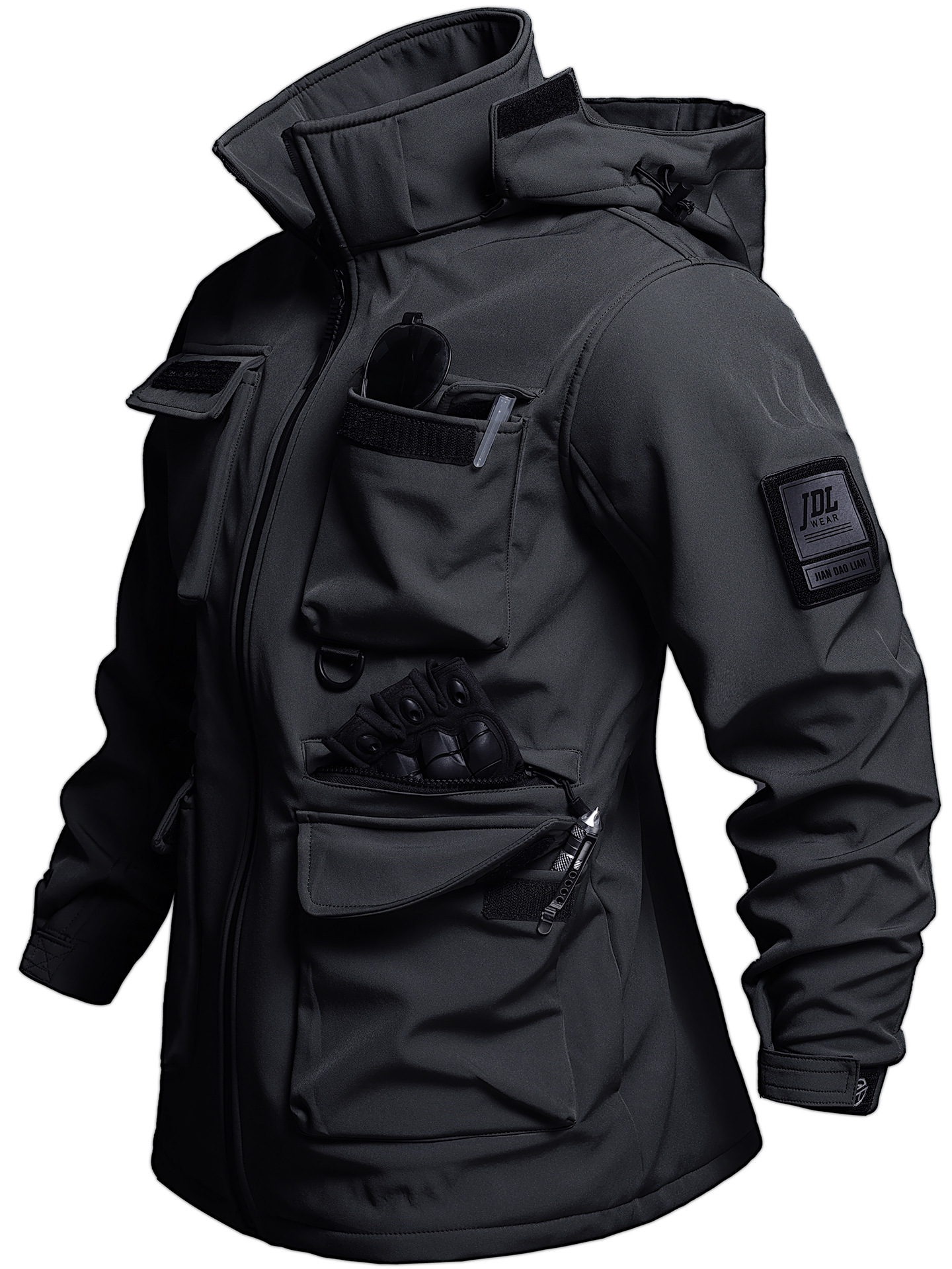 Invierno de lana impermeable y cálida ropa de asalto multibolsillo bicicleta al aire libre tácticas de pesca silvestre de cáscara suave trabajo resistente al desgaste