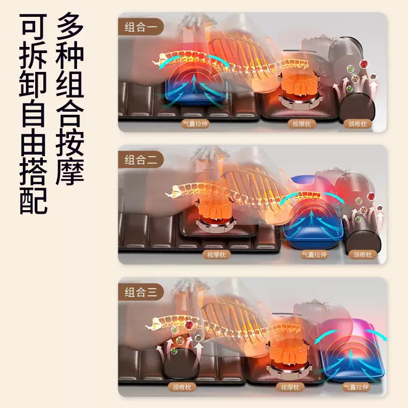 Colchón de masaje eléctrico de cintura, columna cervical y cuerpo entero transfronterizo almohadilla de masaje multifuncional massage Cushion