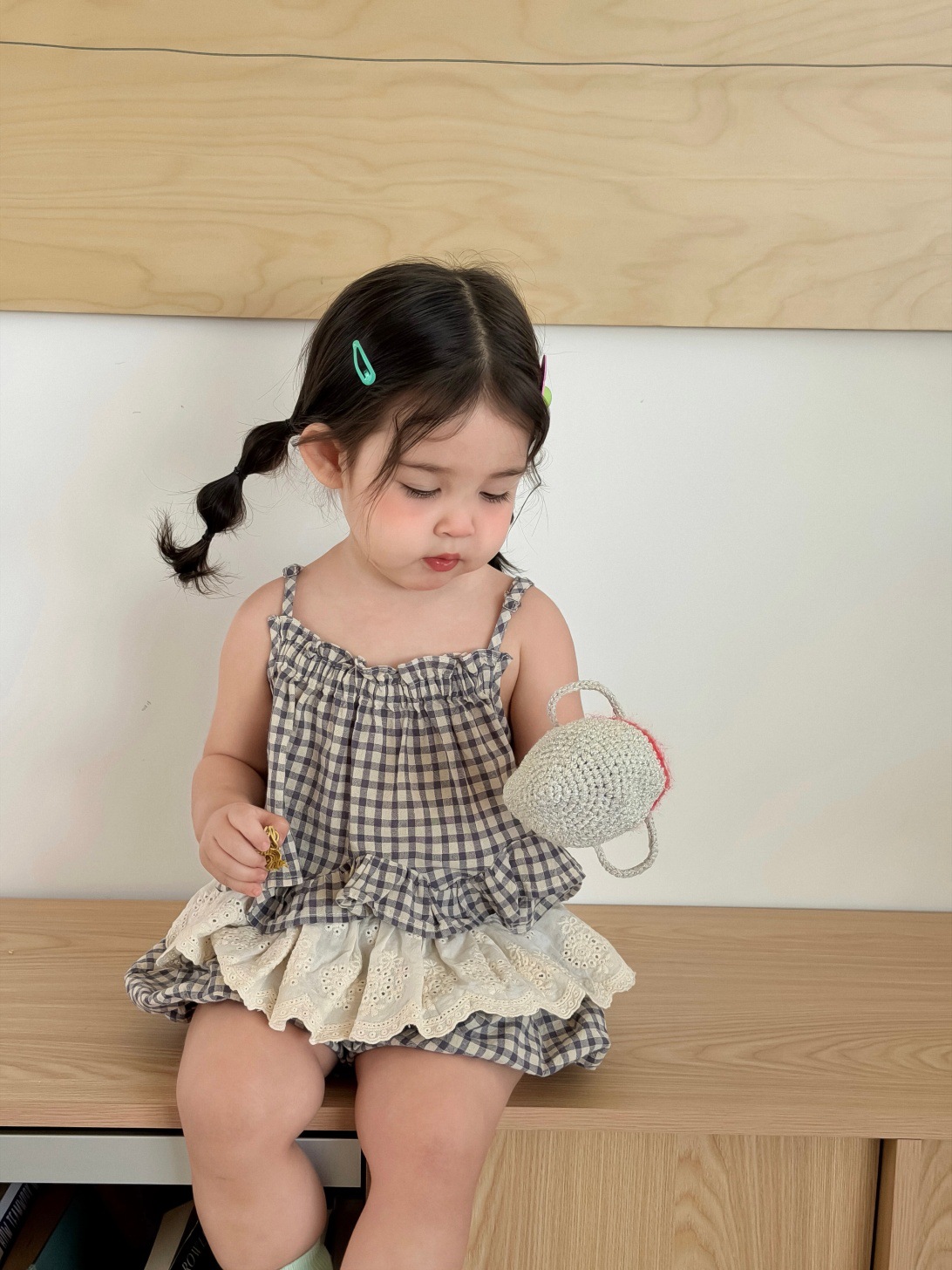 儿童格子吊带衫套装夏季2026新款韩版童装宝宝衣服夏装女童夏款
