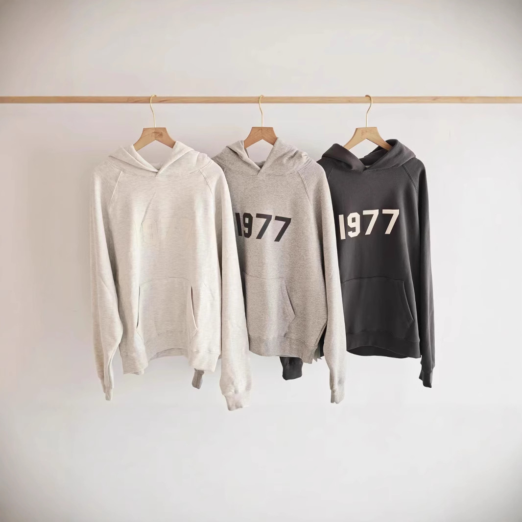 FOG double line ESSENTIALS high street 1977 flocking digital hooded sweater men's and women's fashion brand coat couple