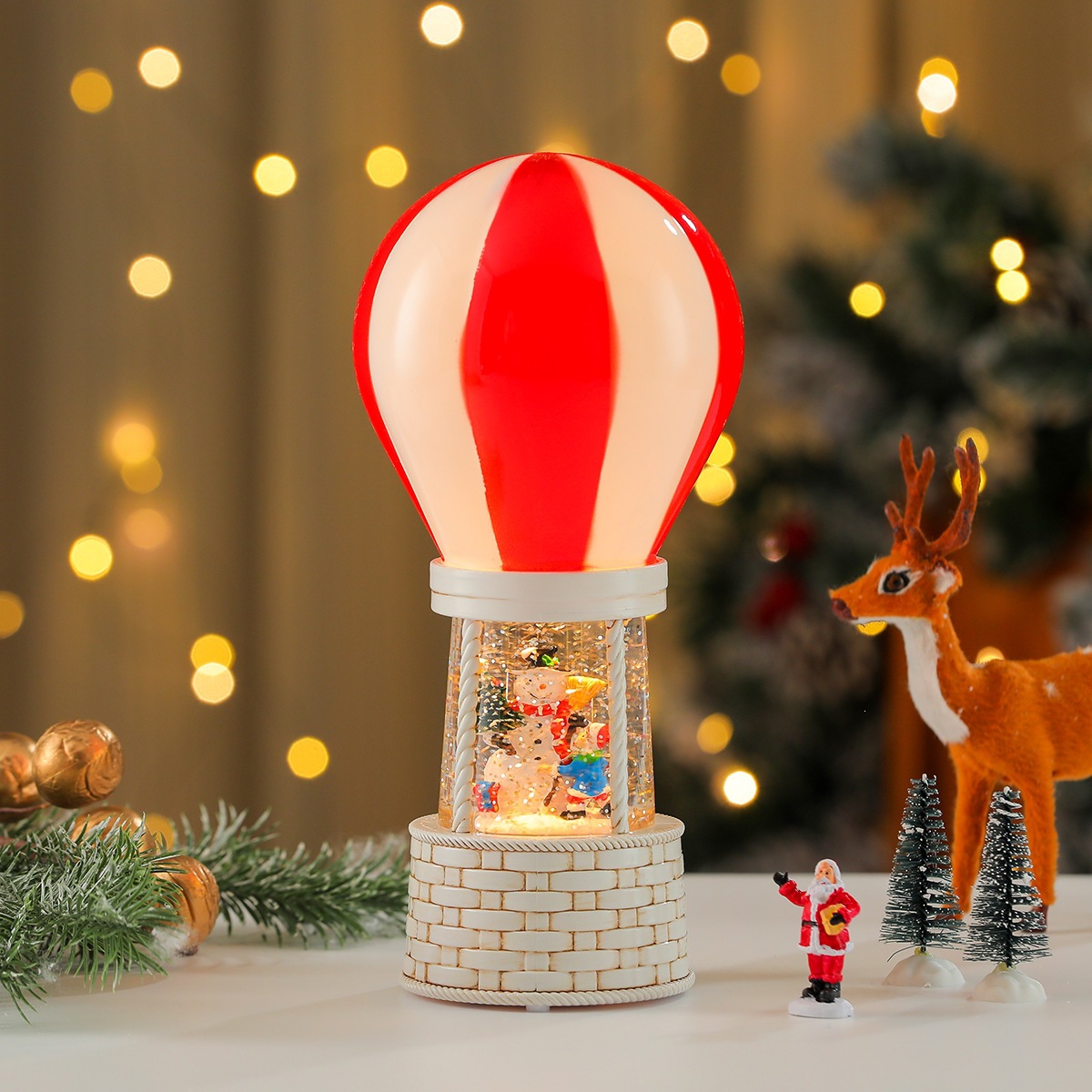 Nueva música de Navidad nieve inyección de agua TV lámpara de noche lámpara de aceite lámpara de caballo decoración de regalos image 30