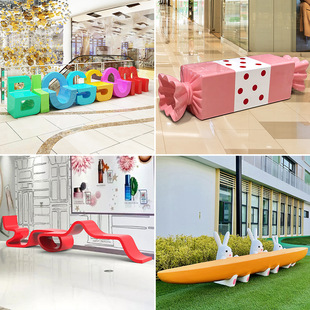 School Children's Fiberglass Seats Kindergarten Landscape Art Stools Playground Shopping Mall Public Rest Stools