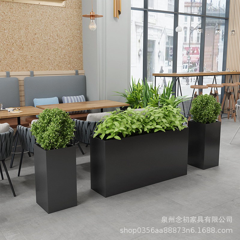 戸外鉄芸花箱組合せ販売部商店街は緑化花壇カフェ街のステンレス花溝を遮断している