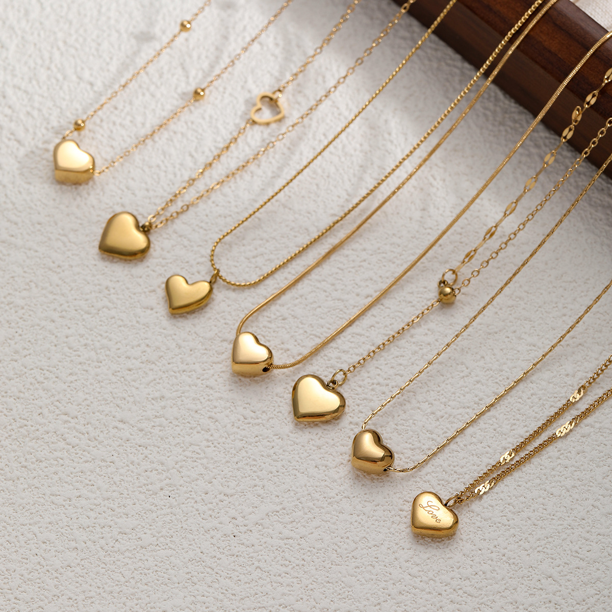 Titanium Steel Pendant Material Wholesale Jewelry Simple Style Heart Shape Titanium Steel Pendant Necklace Cable Chain Snake Chain