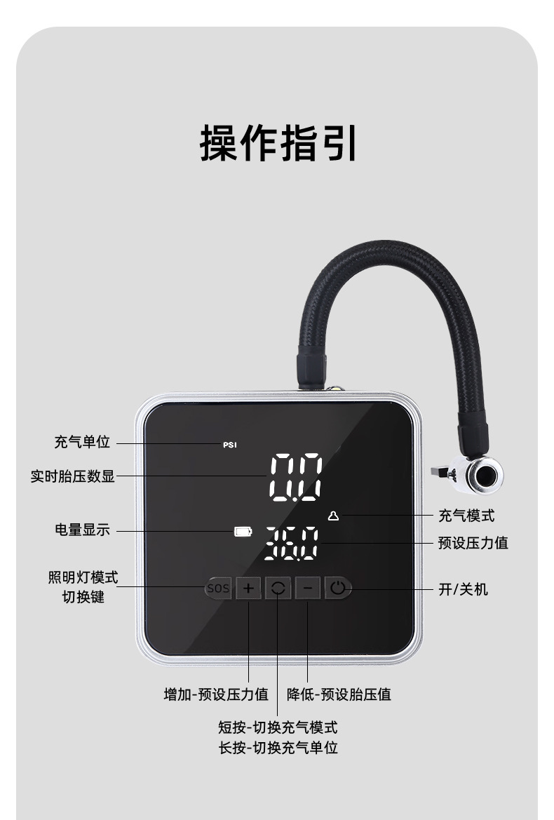 Cross-Border Popular Car Tire Inflator, Wireless Portable Electric Air Pump for Cars, Electric Vehicles, and Motorcycles
