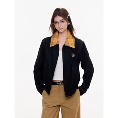 美式复古格子拼接牛仔外套男女2025春秋冬新款设计高级感工装夹克