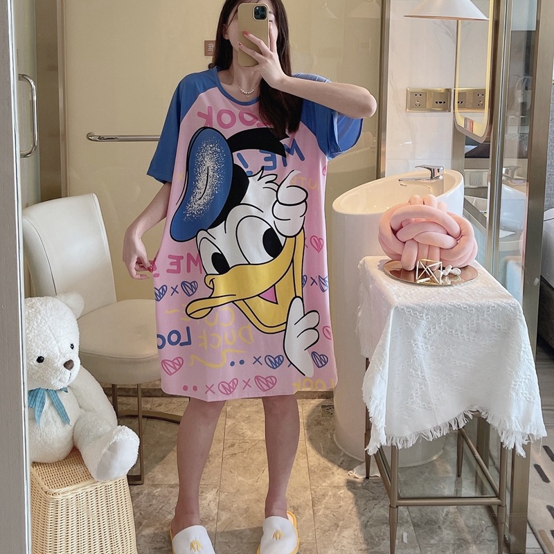 Una variedad de 2023 verano Comercio exterior falda cultural de manga corta suelta grasa más tamaño camisón de dibujos animados ropa para el hogar ventas directas de la fábrica