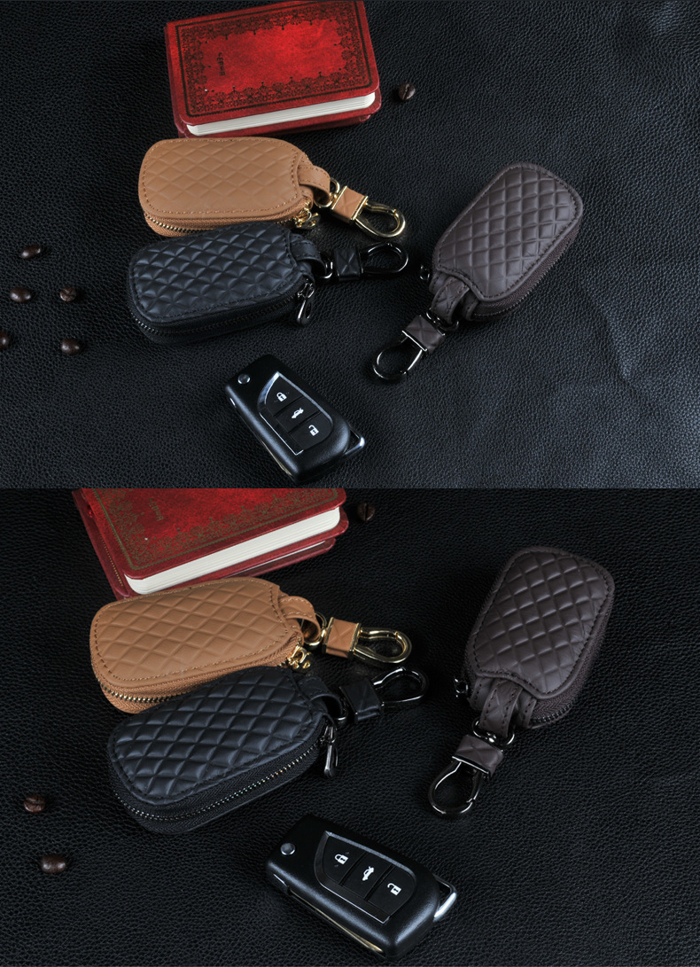 General Car Key Bag Car Key Cover Men's and Women's Business Zipper Key Bag Multi-Functional Key Protective Cover