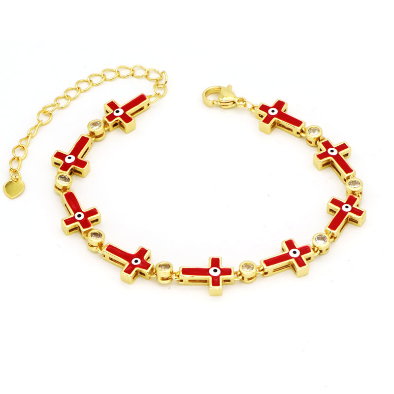 Fashion Devilu0027S Eye Copper Inlay Zircon Bracelets 1 Piece