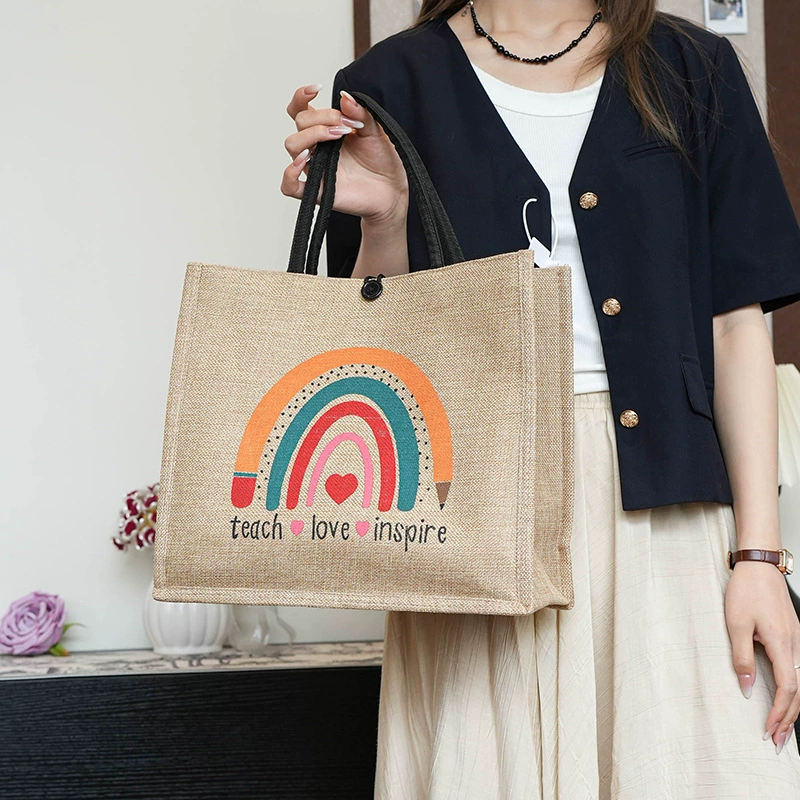 Большая вместительная льняная сумка для женщин, модная льняная сумка-тоут 2024, сумка для мамы, студенческая сумка для занятий, сумка-тоут с граффити из хлопка и льна