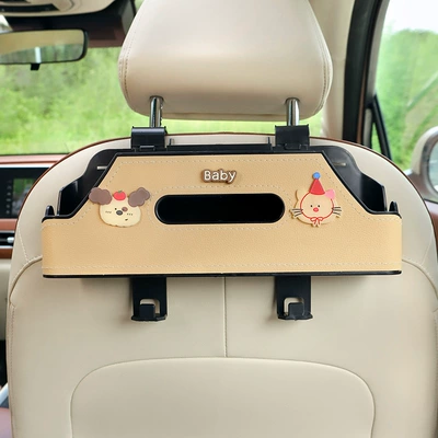 Car Tissue Box Car Seat Car tissue box/set - no-specifications-coffee-eared-puppy-red-hat-kitten-beige-chair-back-double-water-cup-storage-box