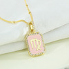 Brand square zodiac signs, necklace, fuchsia pendant, 2022 collection