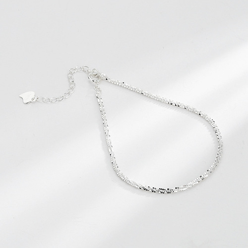 S925 sterling silver sparkling bracelet female flash internet celebrity light luxury geometric word chain cold style stacking bracelet