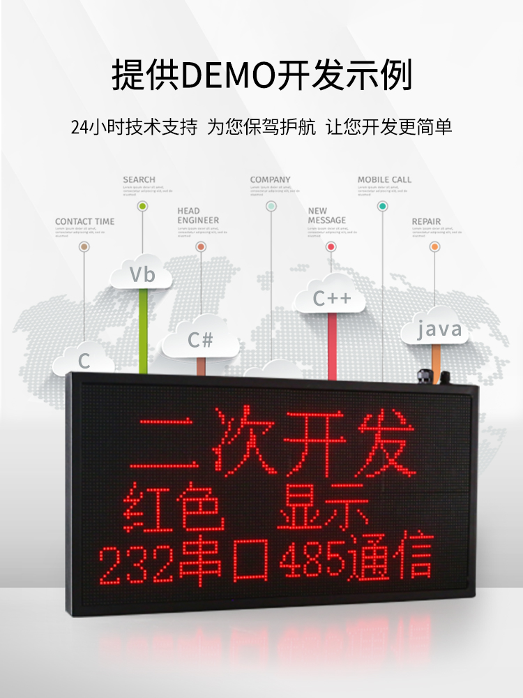 하단 레이어 프로토콜의 2 차 개발 실내 LED 디스플레이 야외 작업장 KANBAN 문자열 네트워크 포트 485 배치를 통해